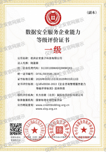 数据安全服务企业能力等级评价证书